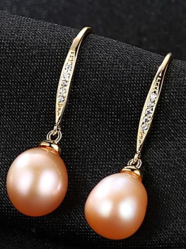 Pink 3B04 925 Sterling Silver Freshwater Pearl Oval Trend Hook Earring