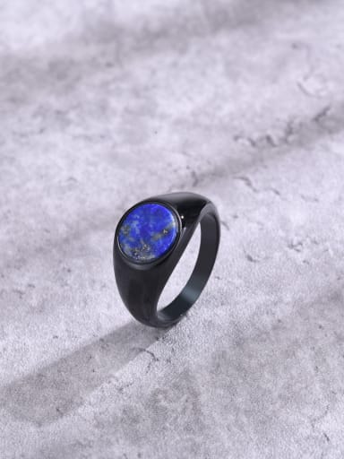 Lapis lazuli Stainless steel Tiger Eye Geometric Hip Hop Band Ring