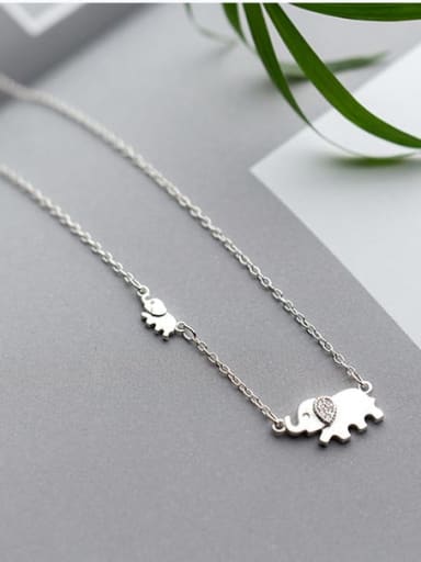 925 Sterling Silver Elephant Cute Necklace