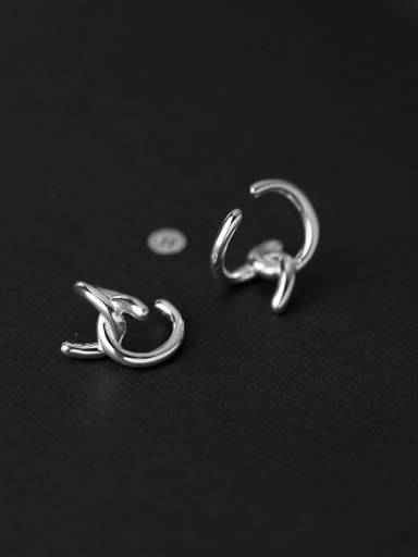 925 Sterling Silver Line  Cross Minimalist Clip Earring