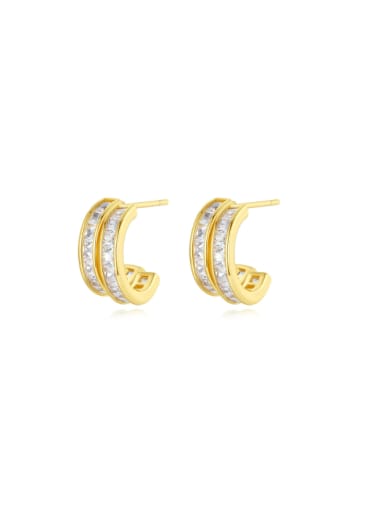 E23030402 18K Brass Cubic Zirconia Geometric Minimalist Stud Earring