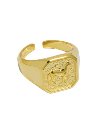 18K gold [No. 13 adjustable] 925 Sterling Silver Geometric Vintage Band Ring