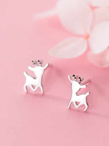 925 Sterling Silver Fashion Smooth Elk  Study Earring