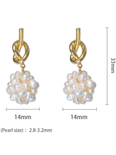 1 Brass Freshwater Pearl Bowknot Vintage Stud Earring