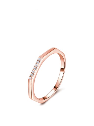 Rose Gold 925 Sterling Silver Cubic Zirconia Geometric Minimalist Band Ring