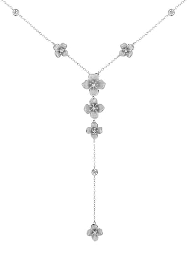 925 Sterling Silver Flower Minimalist Lariat Necklace