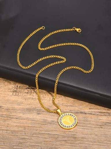 Gold pendant+  chain 3mm + 60cm Stainless steel Cubic Zirconia Geometric Hip Hop Necklace
