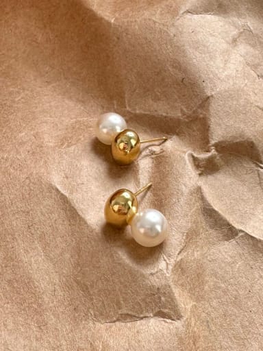 925 Sterling Silver Imitation Pearl Round Vintage Drop Earring