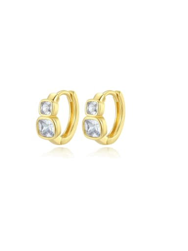 E23060304 18K Brass Cubic Zirconia Geometric Minimalist Huggie Earring