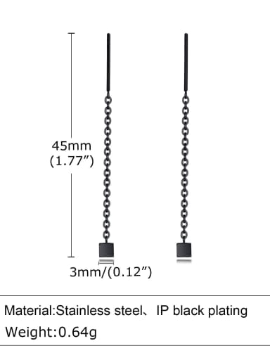 black Stainless steel Geometric Minimalist Threader Earring