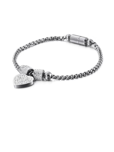 Titanium Cubic Zirconia White Heart Minimalist Adjustable Bracelet
