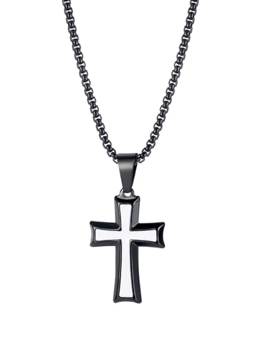 Titanium Steel Enamel Cross Hip Hop Regligious Necklace