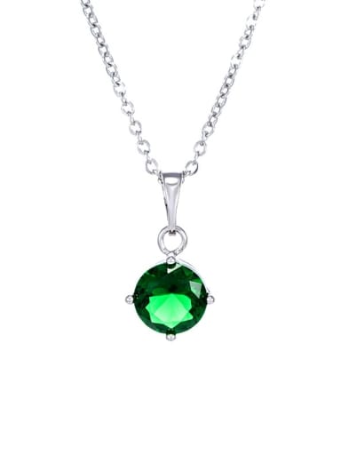 Alloy Cubic Zirconia Green Round Dainty Necklace