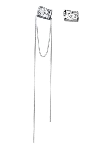 925 Sterling Silver Asymmetrical  Tassel Chain Minimalist Threader Earring