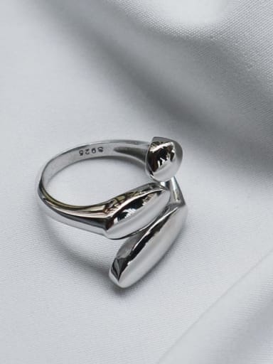 J 531 combined geometric face ring S925 Sterling Silver geometric smooth simple opening ring