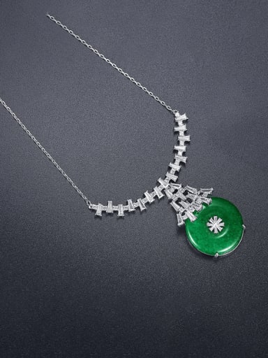 custom Brass Jade Geometric Vintage Necklace