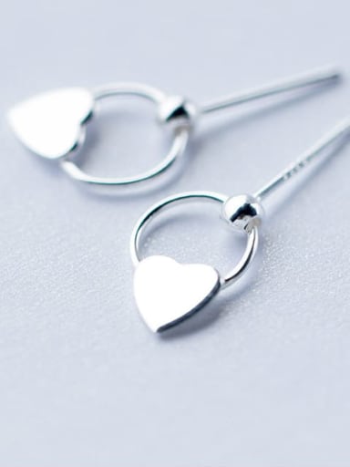 925 Sterling Silver Smooth Heart Minimalist Drop Earring