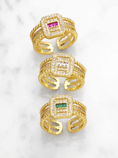 Brass Cubic Zirconia Geometric Trend Stackable Ring