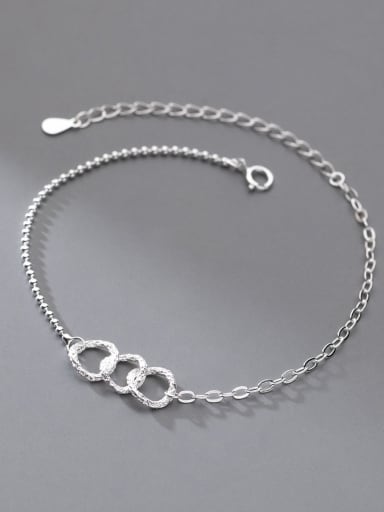 925 Sterling Silver Geometric Vintage Asymmetric Chain Bracelet