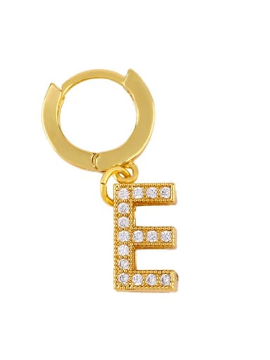 Brass Cubic Zirconia Letter Ethnic Huggie Earring