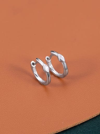 ES2287  Platinum 925 Sterling Silver Cubic Zirconia Geometric Minimalist Huggie Earring