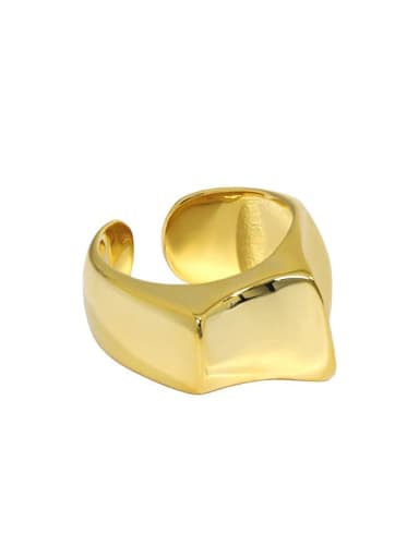 Gold [14 adjustable] 925 Sterling Silver Smooth Irregular Vintage Band Ring