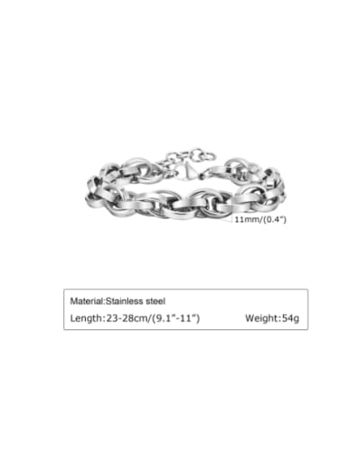 Steel color, 23cm Stainless steel Irregular Hip Hop Link Bracelet