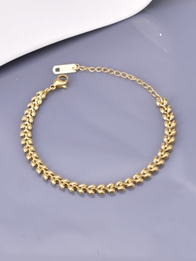 18K  gold Titanium Steel Wheatear Hip Hop Link Bracelet