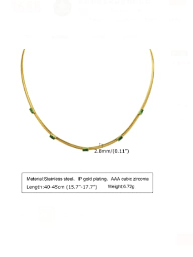 Green stone necklace 40 +5cm long Stainless steel Glass Stone Geometric Vintage Link Bracelet