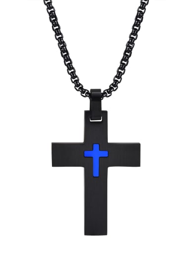 Blue pendant without chain Stainless steel Cross Hip Hop Regligious Necklace