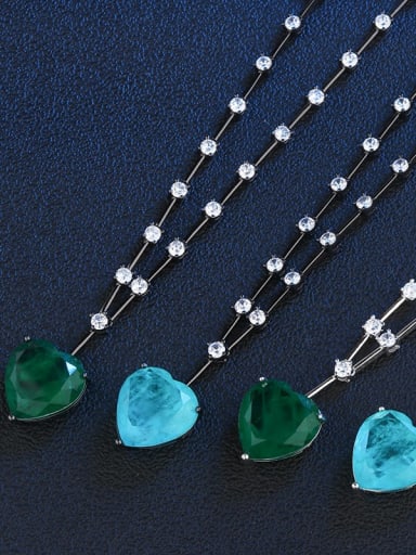 Copper Glass Stone Heart Vintage Necklace