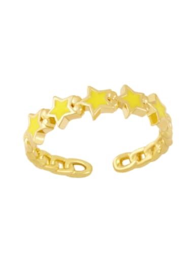 yellow Brass Enamel Star Minimalist Band Ring