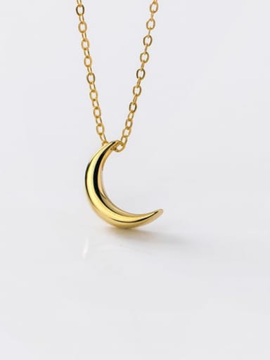 925 Sterling Silver smooth Moon Minimalist pendant Necklace