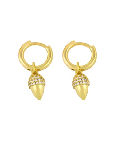 Brass Cubic Zirconia Cone Vintage Huggie Earring
