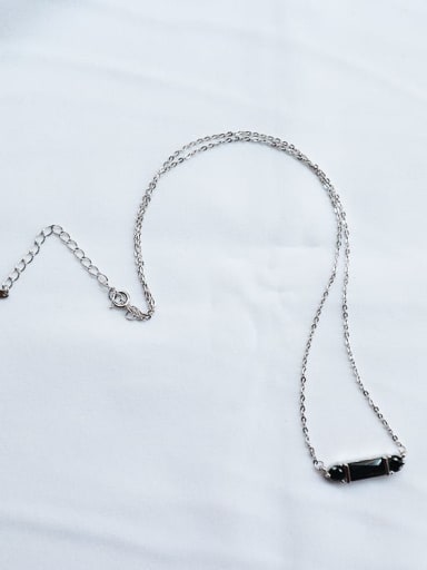 925 Sterling Silver Black  Cubic Zirconia Necklace
