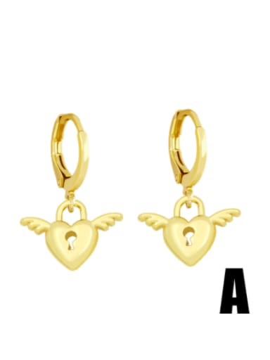 A Brass Rhinestone Wing Cute Angel Huggie Earring
