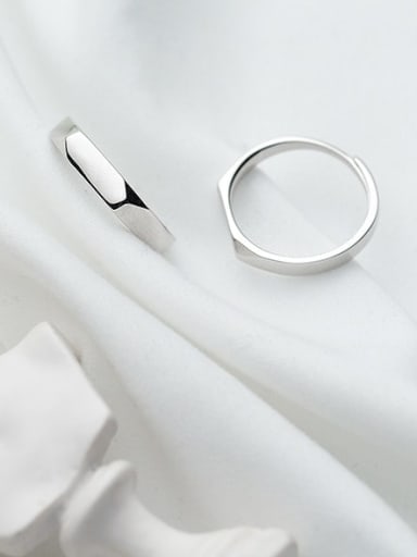925 Sterling Silver  Minimalist  Romantic Face Couple Ring Free Size Ring