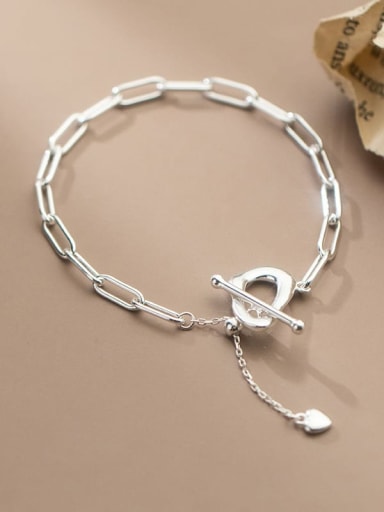 925 Sterling Silver Hollow  Geometric Chain Minimalist Link Bracelet