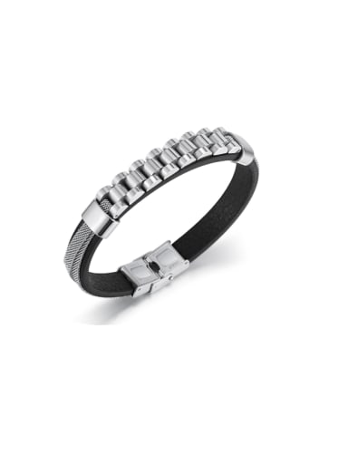 Bracelet Steel Color Stainless steel Artificial Leather Geometric Hip Hop Handmade Weave Bracelet