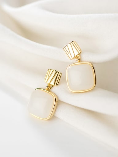 925 Sterling Silver With Gold Plated Minimalist Square Minimalist Drop Earrings