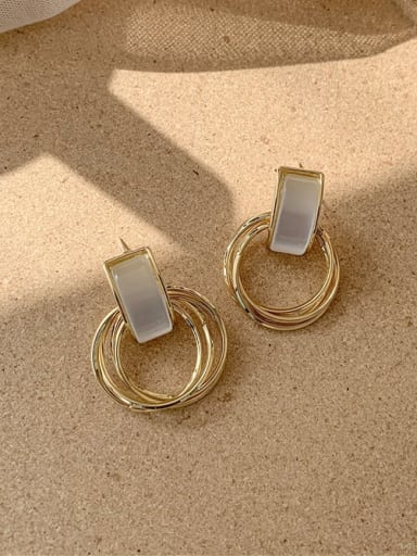 Zinc Alloy Beige Acrylic Geometric Minimalist Stud Earrings
