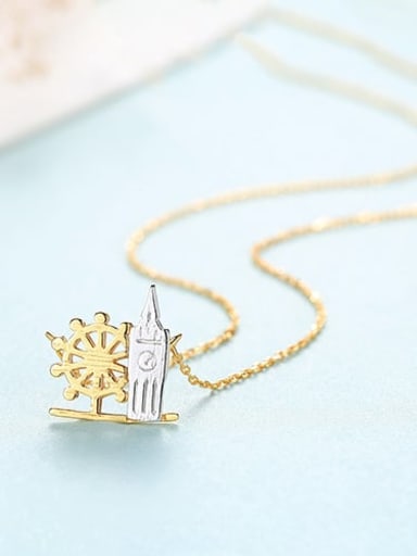 18K 15I10 925 sterling silver simple personalized building, necklace