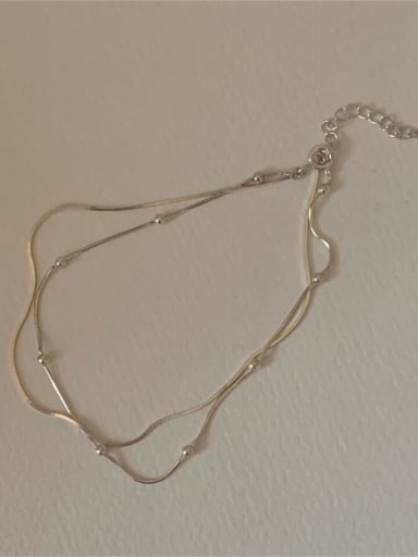 custom 925 Sterling Silver Minimalist  Double Layer Chain Anklet