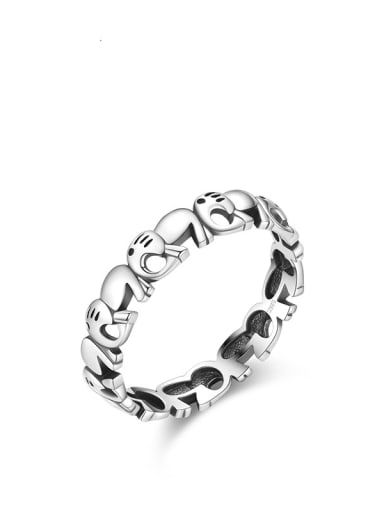 custom 925 Sterling Silver Elephant Cute Band Ring