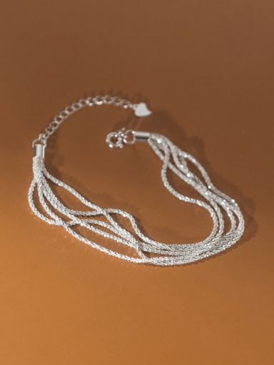 925 Sterling Silver Trend Gypsophila Multi-Layered Chain Bracelet