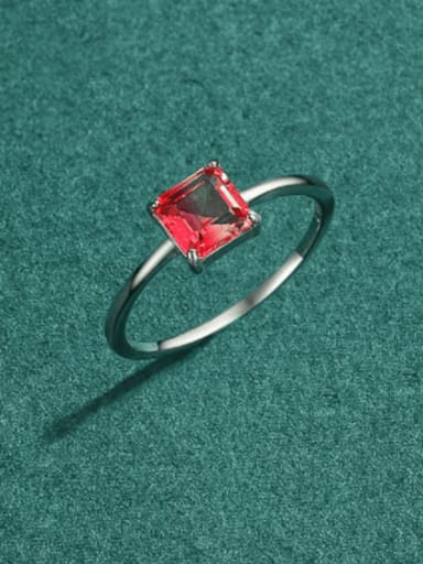 925 Sterling Silver Tourmaline Square Classic Band Ring