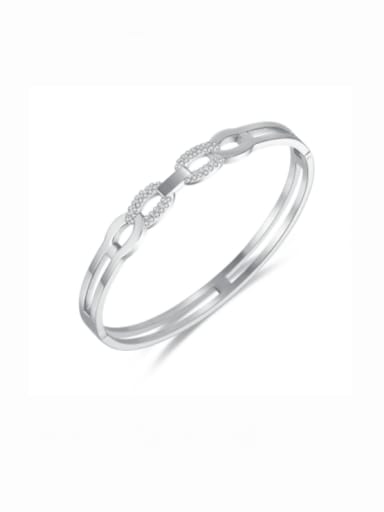 1025 Steel Bracelet Titanium Steel Cubic Zirconia Geometric Minimalist Band Bangle