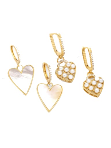 Brass Shell Heart Vintage Huggie Earring