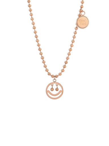 Titanium steel plated with rose gold Titanium Steel Smiley Trend Necklace