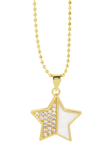 Brass Shell Star Vintage Cross Pendant Necklace